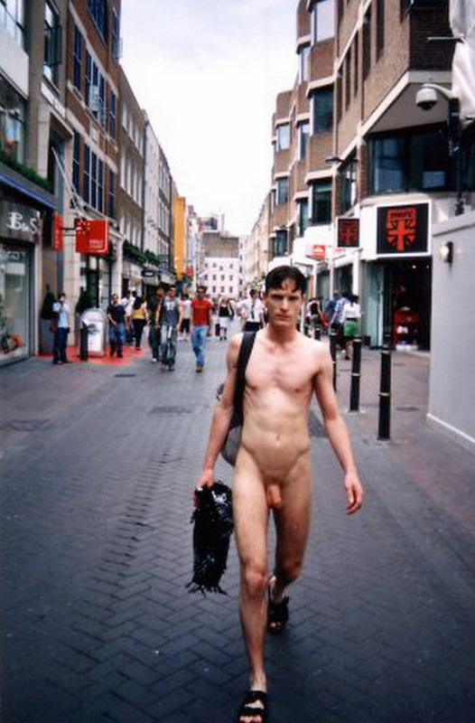 A boy naked in public